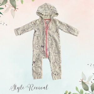SOLD Carter’s Dog Hooded Onesie Grey Footless Pajamas - Size 12 Month